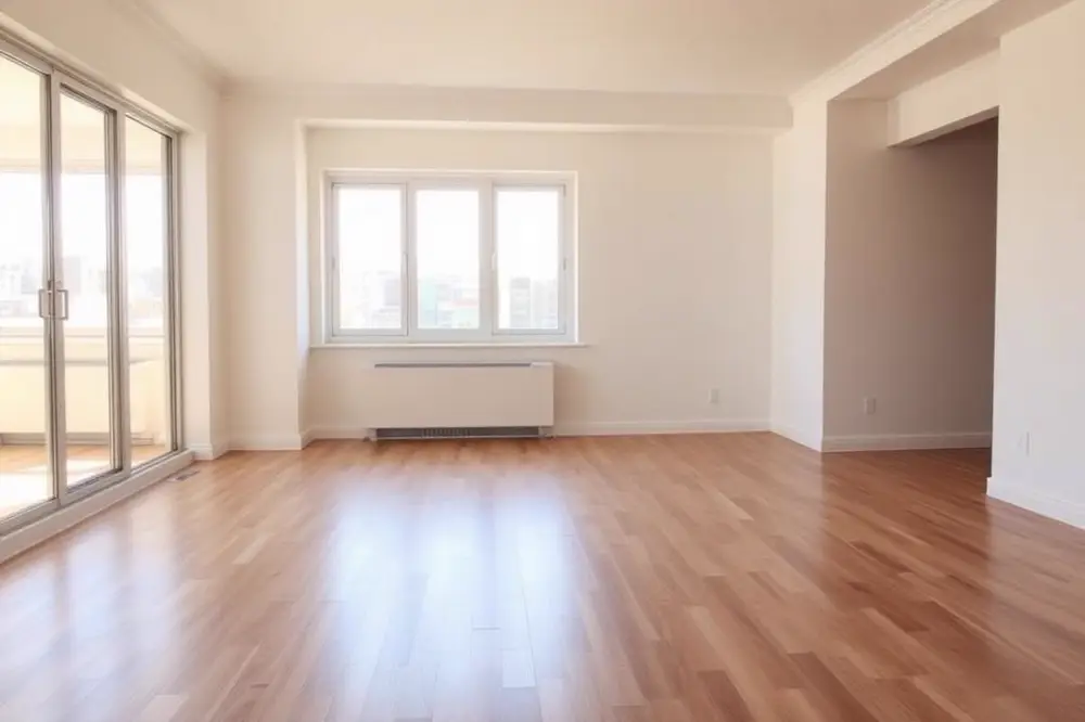 Empty rental apartment with clean floorboards ready for end of lease cleaning