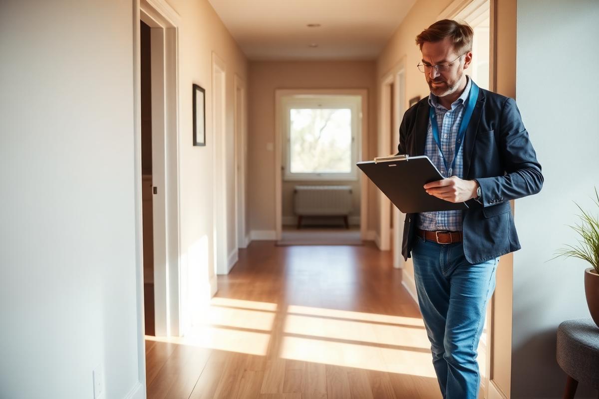 Person completing a final walkthrough of a prepared property with a checklist